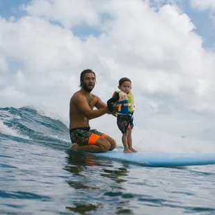 Tandem session with North Shore Oahu Surf School. All ages and experiences welcome!