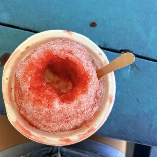 I dug a hole to get to the ice cream at the bottom :)