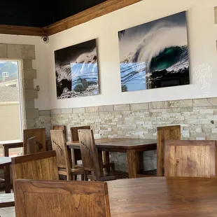 tables and chairs in a restaurant