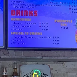Drink menu as of 6/2/2023. The price of drinks is crazy！