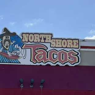 Sign on the front and side of the establishment...also what you would see on the T-shirts