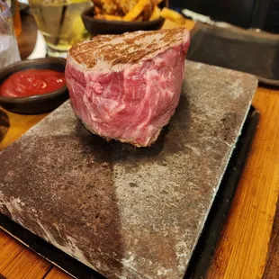 8 ounce steak on hot stone