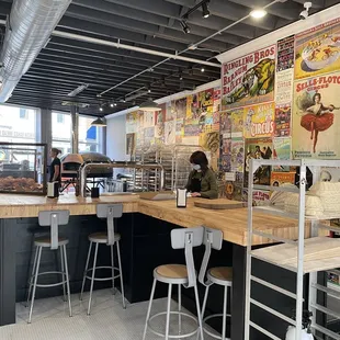 the interior of a bakery