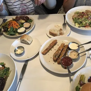 Fried eggplant and Zucchini, grilled chicken club, Grilled chicken caesar,