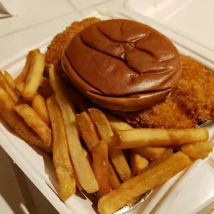 Crispy Chicken Sandwich, with fries