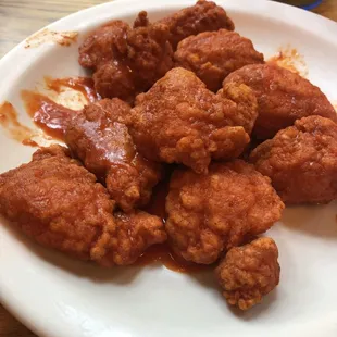 Boneless buffalo wings.