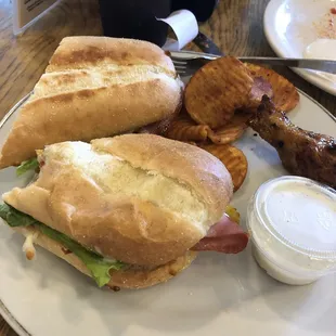 Italian sub and buffalo chips with ranch.