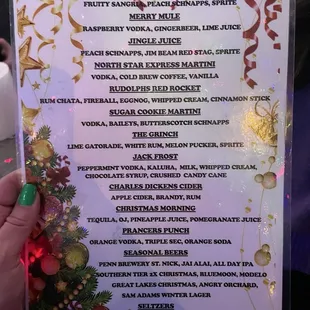 Christmas pop up menu