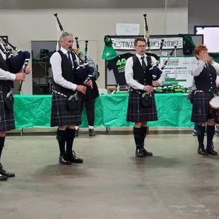 Bagpipes in the Automobile Building.