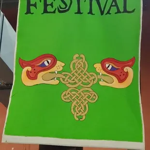 Tons of these flags inside the building.