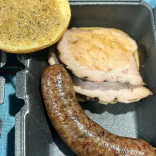 Turkey sandwich and brisket boudin