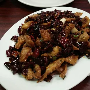Spicy fried intestines