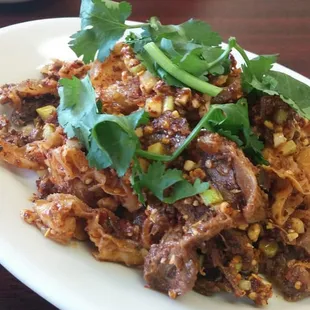 Cold  spicy beef and tripe salad.