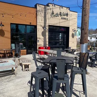 tables and chairs outside