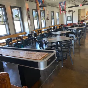 tables and chairs in a restaurant