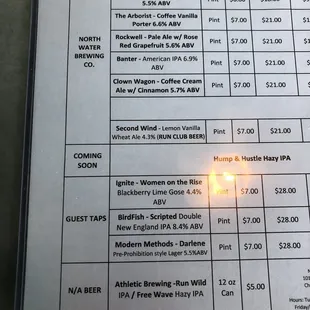 Beer Menu on 5/8/2021