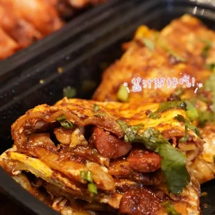 a close up of a plate of food