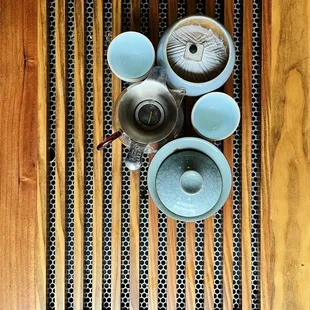 Gongfu style tea setup with ume (plum) Kado incense