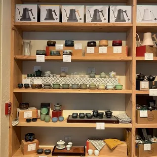 shelves of various types of tea