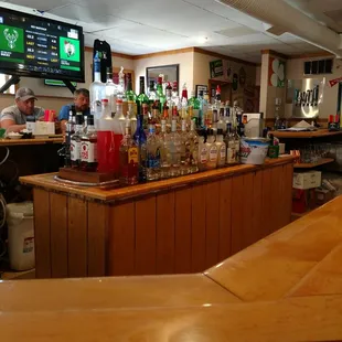 a bar with a television