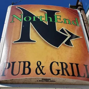 a sign for north end pub and grill
