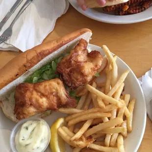 Delicious huge fish sandwich, wonderful tartar sauce, light crunchy fries and not pictured was the amazing coleslaw!
