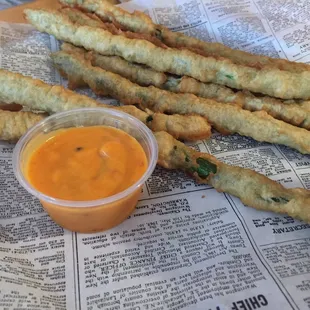 Beer battered asparagus