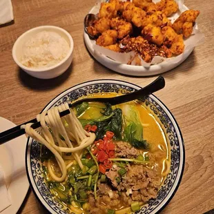 Hot &amp; Spicy Prime Beef Noodle Soup and Chongqing Crispy Chicken