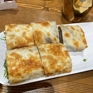 Beef wrap. Filled with thin sliced beef