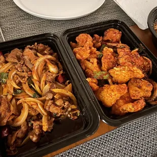 Cumin lamb &amp; spicy crispy fish fillet