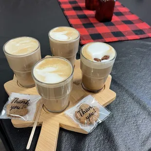 Coffee flight made with seasonal house syrups