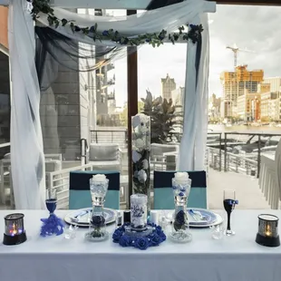 a table set for a formal dinner