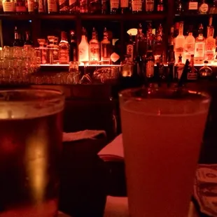 a pint and a glass of beer