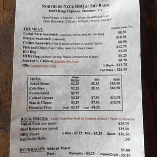 menu