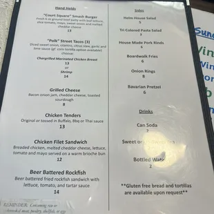 menu