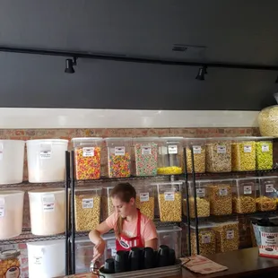 The main wall in the popcorn shop