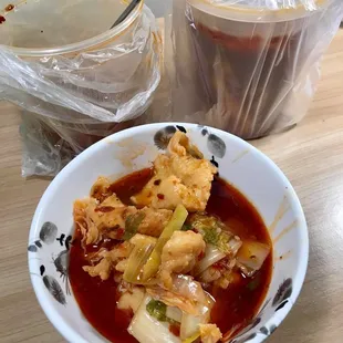 Takeout Boiled Fish Fillet W. Red Chili Sauce 水煮鱼片 ($15.95) - really big portion