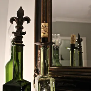 On the mantel...little touches of textures, colors and metals.