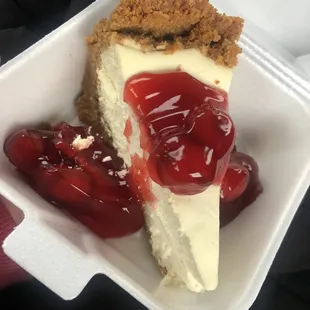 Cheesecake with cherries! Delicious, generous on the crust!