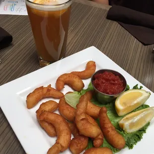 Beer battered shrimp app. $9.00