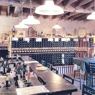 a bar with a lot of bottles of wine