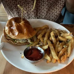 Beef/chorizo burger was delish. And fries are yummmmm