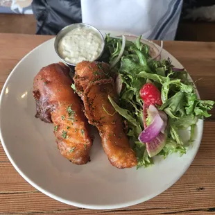Fish &amp; Chips (substituted salad instead of fries)
