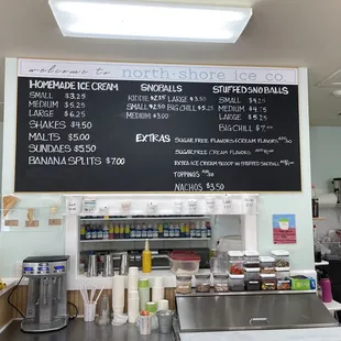 a menu on the wall