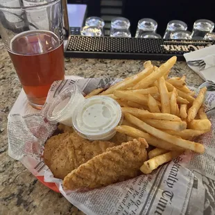 Chicken tender and frie basket.