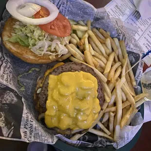 Double cheeseburger special with mushrooms