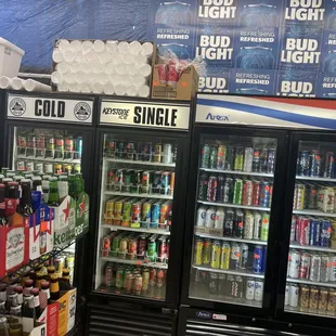a display of cold beverages
