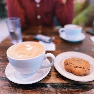 Cappuccino and chocolate chip cookie