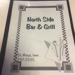 a menu for a bar and grill