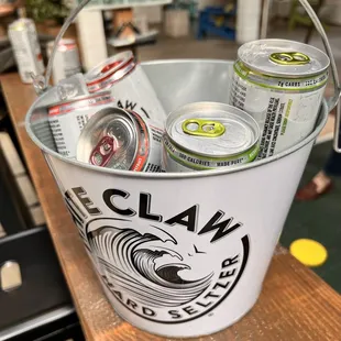 a bucket full of cans